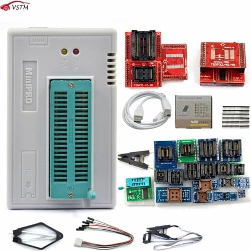 100% Original New V9.0 TL866II Plus Universal Minipro Programmer+28 Adapters+Test Clip TL866 PIC Bios High speed Programmer