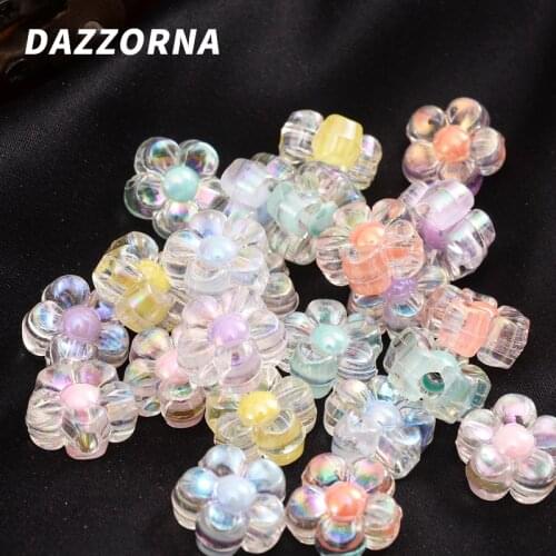 Transparent Mixed Color Flower Shape Acrylic Beads 12mm 50-150Pcs Spacer Loose Beads Jewelry DIY Bracelet Crafts Accessories