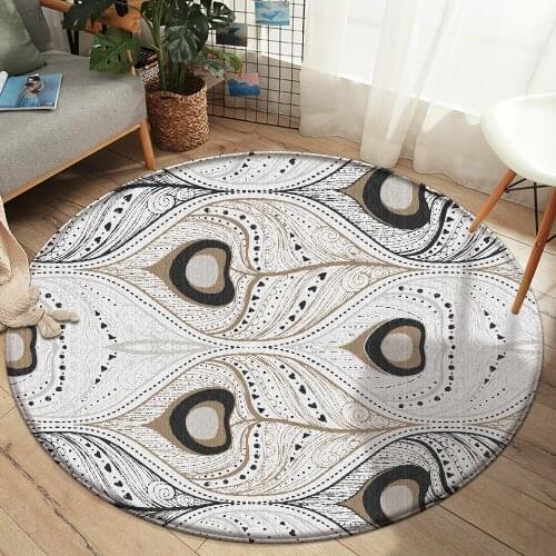 Luxury living room non-slip flannel roundcarpet abstract pattern bedroom carpet home childrens room decoration custom floor mat