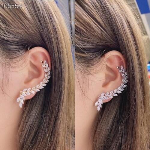 JanekElly Angel Wing Ear Cuff Cubic Zirconia Women Wedding Party Movie Star Red Carpet Earring Boucle d'oreill