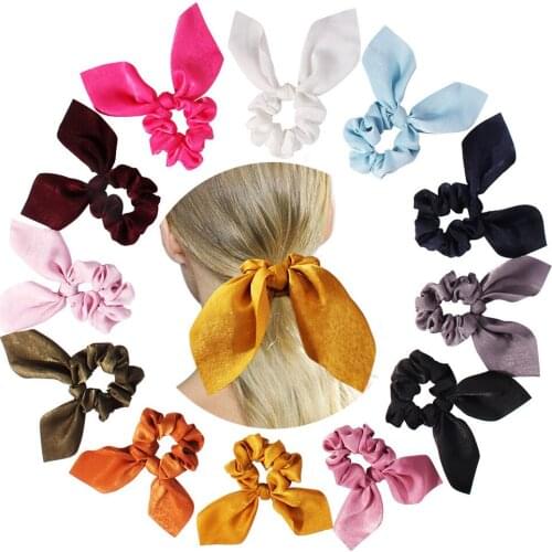 JAYCOSIN Chiffon Bowknot Silk Hair ScrunchiesWomen Pearl Ponytail Holder Hair Tie Hair Rope Rubber Band Hair Accessories A301011