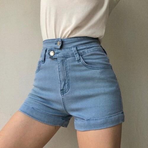 TVVOVVIN High Waist Curled Denim Shorts Feminino Thin A-line Female Korean Women Hot Sexy Mini Short Sweet Girl A8WA