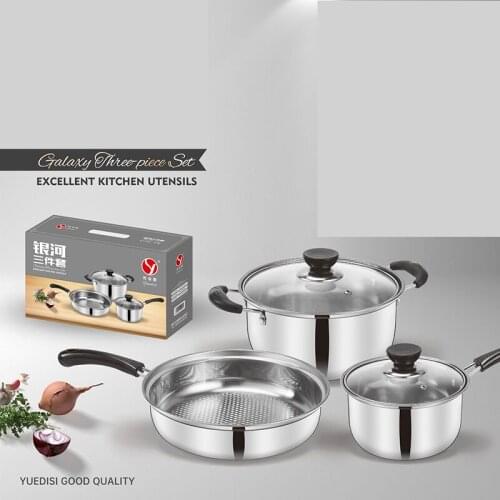Frying Pan Soup Pot Milk Pan Kitchen Three-piece Cookware