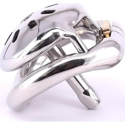 Super Small Male Cock Cage Stainless Steel Arc Penis ring Metal Chastity Devices with Urethral Sound Dilator Stealth Locks Sex