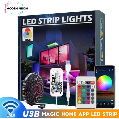 5 Meter WIFI USB LED Strip 5050 SMD RGB Light Strip USB TV Backlight Smart Flexible Ribbon Work with Alexa Google Assistant