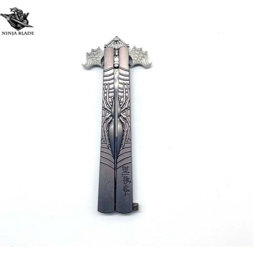 Black Butler Butterfly Knife Anime Balisong Sebastian Bat Blunt Blade Trainer For Fandom Anime Collection