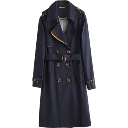 New Designer High Quality Trench Coat Women Long Sleeve Belt Trench Female Fashion Slim Long Trench Coats Windbreaker Outerwear