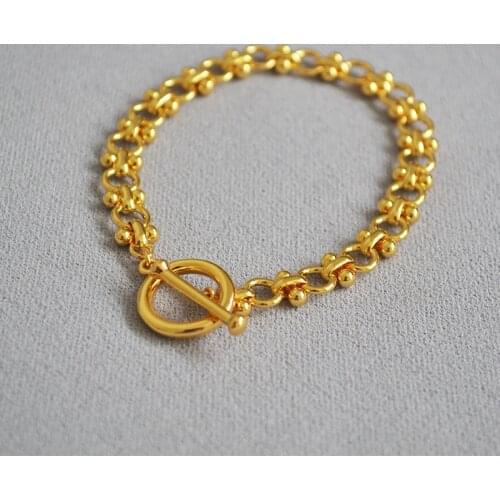 WT-B564 Wholesales WKT new hand make brass stick chain with gold electroplated women fashion clasp statment chain bracelet