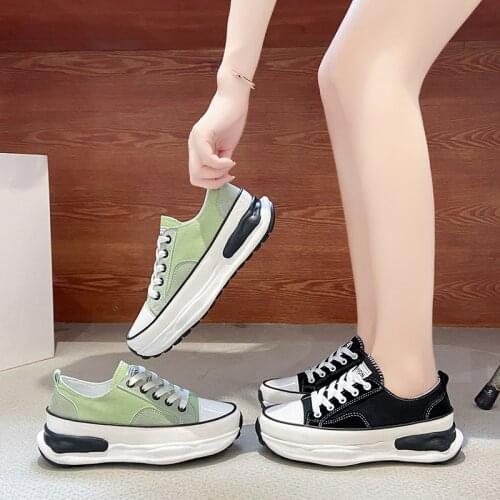 2021 Spring Autumn New Style Women Vulcanized Shoes High Quality Sneakers Ladies Lace-up Casual Breathable Walking Canvas Shoes