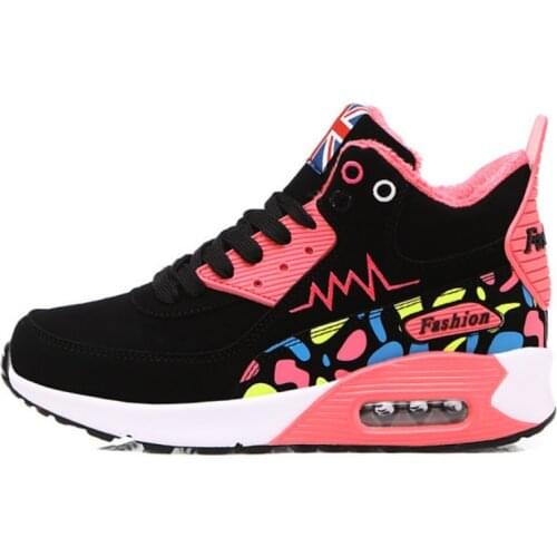 Winter High Top Women Sneakers Plush Warm Platform Shoes Women Candy Color Lace Up Ladies Sports Shoes chaussure femme WSH4177