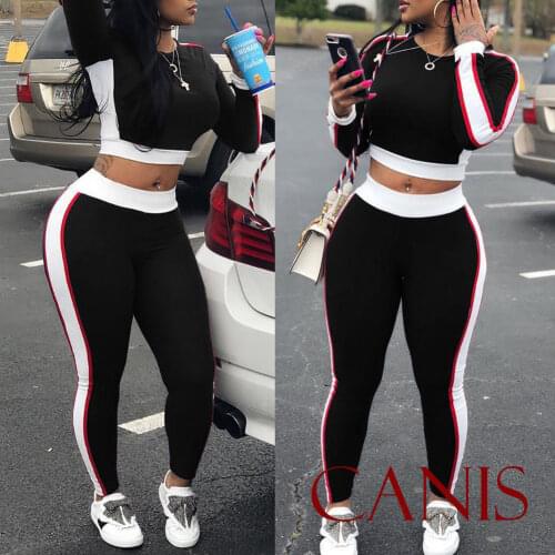 2Pcs Womens Ladies Long Sleeve Bodycon Tracksuit Slim Hoodies Sweatshirt Pants Sets Casual Suits New Clubwear Black Blue Red