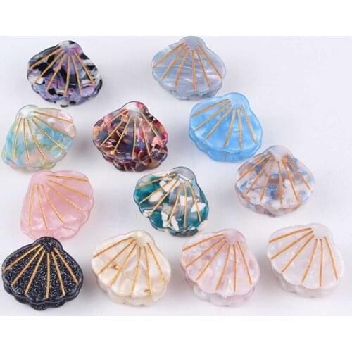 Fashion Shell Design Sequins Hair Claws women Shine Hairpin Acetate Resin Floral Print Clips Ponytail hairgrips Hair accessories