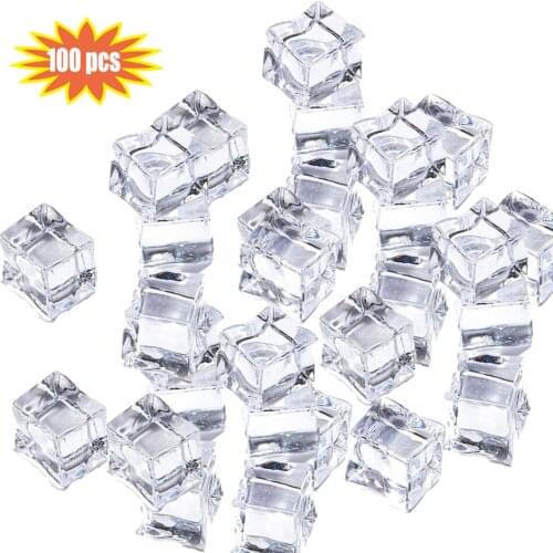100pcs 15MM Small Vase Filler Square Transparent Stone Clean Acrylic Block Artificial Ice Cube
