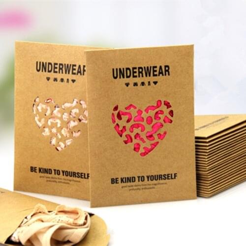 12.5*18cm Kraft Paper Underwear Packaging Bags Underpants Underclothes Knickers Party Box Envelope Holder With Hollow Out Brown