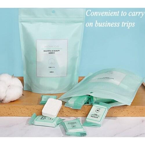 20pcs Disposable Pure Cotton Compressed Portable Travel Face Towel Water Wet Wipe Washcloth Napkin Moistened Tissues