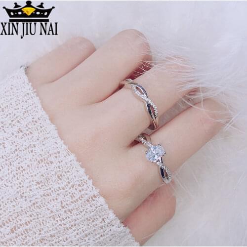 2019 hot sale new European and American pairs of oval gemstone ring personalized diamond set ring jewelry female