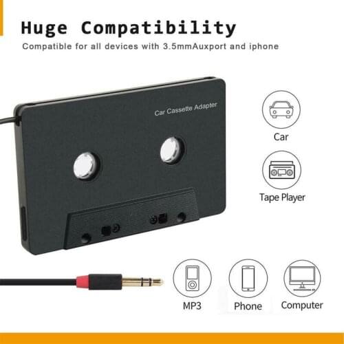 3.5mm Four Channel Anti-Tangled Mini ABS Stereo Input Cassette Adapter Car Audio- For i-phone High Quality and Brand New