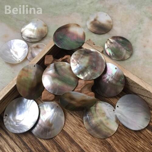 5pcs Diameter 20mm 25mm 30mm Round Black MOP Natural mother of pearl shell DIY Ornaments Accessories Decorating Material
