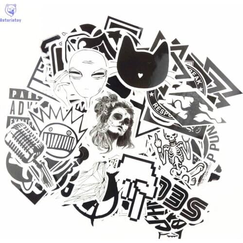 60PCS black mix styling Street style girl sticker bomb waterproof graffiti Doodle sticker skateboard decal toy