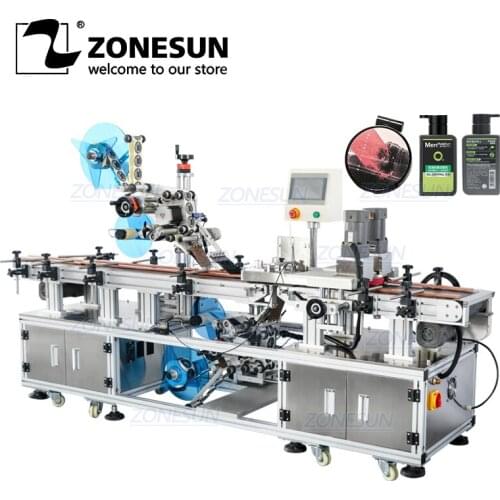 ZONESUN ZS-TB113B Automatic Cosmetic Cream Pressed Powder Box Flat Top and Bottom Labeling Machine Label Applicator
