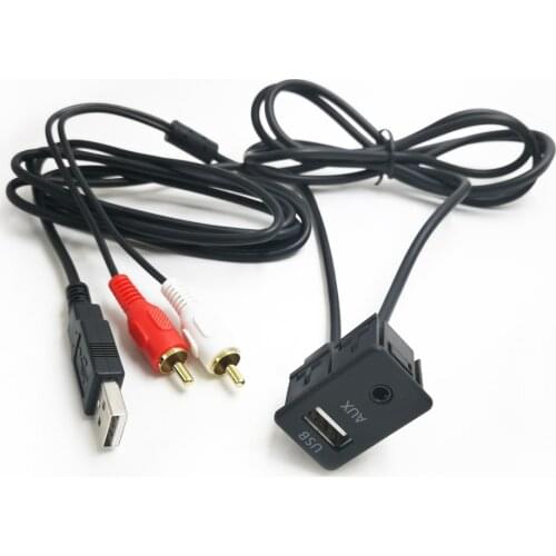 Biurlink 100CM Car Radio CD Changer RCA USB Port Extend Wiring 2RCA to 3.5mm Jack USB Adapter for Alpine Pioneer Sony