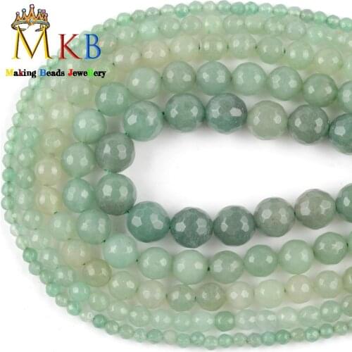 4/6/8/10/12mm Natural Faceted Green Aventurine Stone Beads for Jewelry Making Diy Bracelet Necklace Accessories 15" Strand