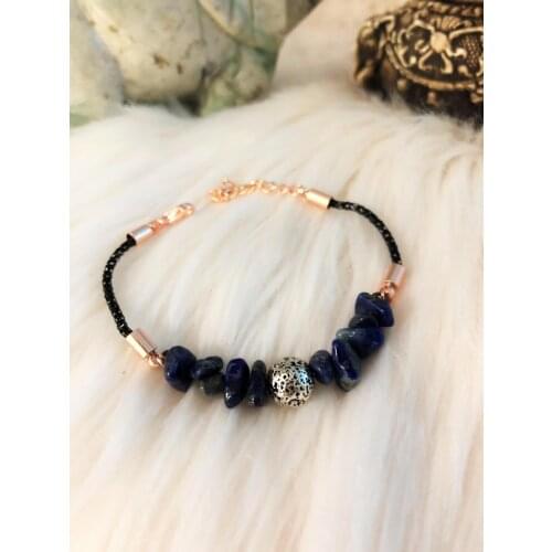 Dr Stone Natural Stone Women Lapis Lazuli & Hematite Stone Bracelet NRS859
