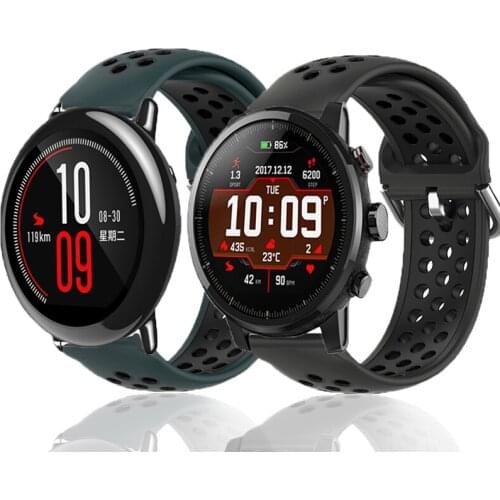 Double Color Strap For Huami Amazfit Stratos 3 2 PACE Smart Watch Band Silicone Sport Replaceable Straps For Amazfit GTR2e 47mm