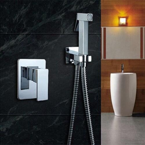 Chrome Bathroom Bidet Faucet Toilet spray Gun Hot and Cold Bidet shower set High Pressure Gun