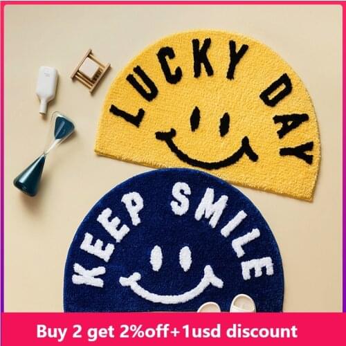 Lucky Day Happy Bathroom Carpet Microfiber Bathtub Side Floor Mat Non-Slip Bath Mats Tapete Banheiro Doormat Tapis Salle De Bain