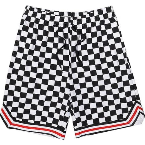 Summer new design checkerboard shorts loose style hiphop streetwear short pant
