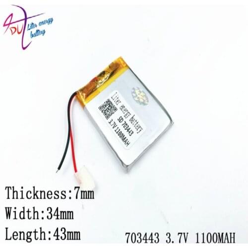 3.7V 1100mAh 703443 703545 Lithium Polymer li ion Rechargeable Battery cells For Mp3 MP4 MP5 GPS mobile bluetooth