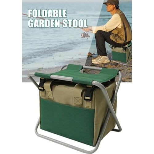 Multifunctional Detachable Garden Folding Stool With 1 Large Capacity Tote Bag Garden Tool Organizer Seat