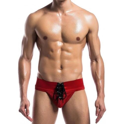 Men Erotic Low Rise Solid Color Bandage G-String Elastic Fitness Underpants