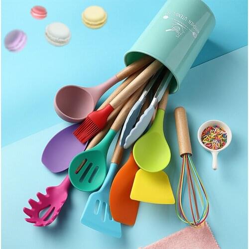 Silicone Cooking Utensils Set Heat Resistant Kitchen Non-Stick Cooking Utensils Baking Tools With Storage Box Kitchen Tools