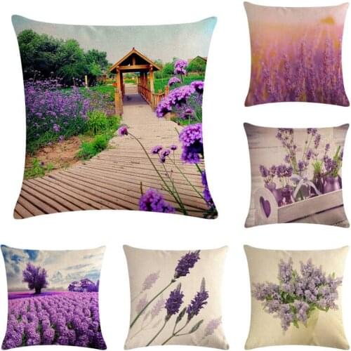 Lavender Cushion Cover Love Pillow Case Cotton Linen Housse De Coussin Throw Pillow Covers Decor for Valentines Day