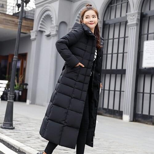 6 Colors Women Long Coats Parka Winter Female Casual Solid Color Zipper Pocket Cotton Padded Warm Hooded Maxi Puffer Coat Jacket