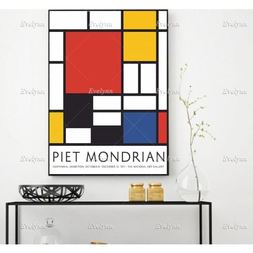 Piet Mondrian Posters , Fine Art Print,Minimalism Abstract Wall Art Prints Home Decor Canvas Unique Gift Floating Frame