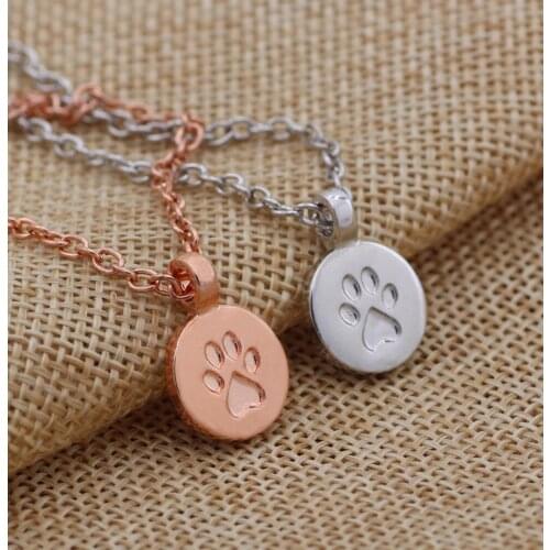 Simple Tiny Sweet round Lovely Dog Paw Pendant Necklace aw Print Necklaces & Pendants Charms Christmas Gift Handcrafted