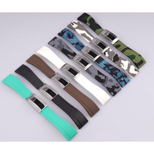 20mm Black White Rubber Replacement Wrist Watch Band Belt For Rolex Submariner Datejust GMT Submariner Daytona strap