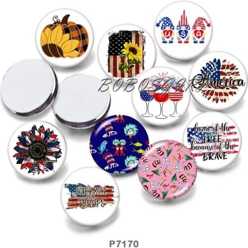 USA independence Day 12mm18mm 20mm Snap button jewelry DIY Bracelet Round photo glass cabochons P7170