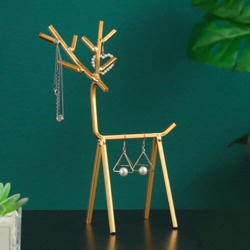 Earring Storage Rack Multi-functional Deer Shape Wrought Iron Jewelry Display Stand Earrings Pendant Display Stand Holder Rack