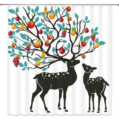 Deer Shower Curtain Bathroom Waterproof Polyester cloth Eco-Friendly Shower Curtain 150*180cm & 180*180cm Home decoration