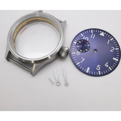 Watch Parts Corgeut 43mm Sapphire Case Sterile Dial Hands fit ETA 6497 st3600 hand winding Movement