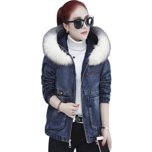 Womens Denim Jacket 2021Winter Short Casual Jacket Female Loose Thick All-match Cotton Clothes Parkas Jeans Jacket Outerwear