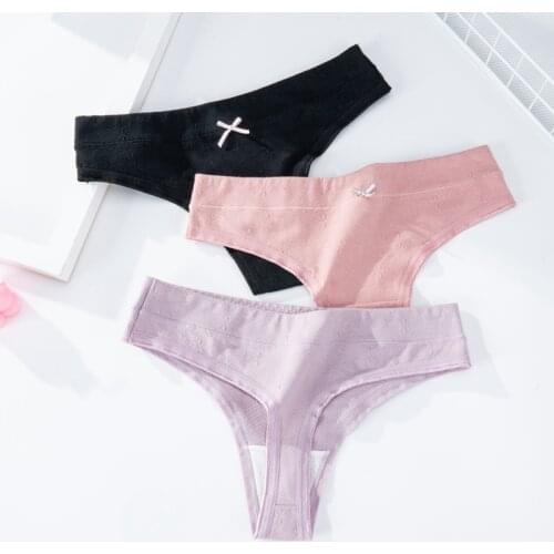 Womens Cotton G-String Thong Panties String Simplicity Intimate Lingerie Ladies Low-Rise Comfortable Thongs T-back Underwear