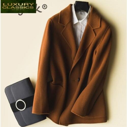 Korean 100% Wool 2021 Coat Female Spring Double-sided Cashmere Jacket Women Outerwear Winter Coats Woman Abrigos ZY1202