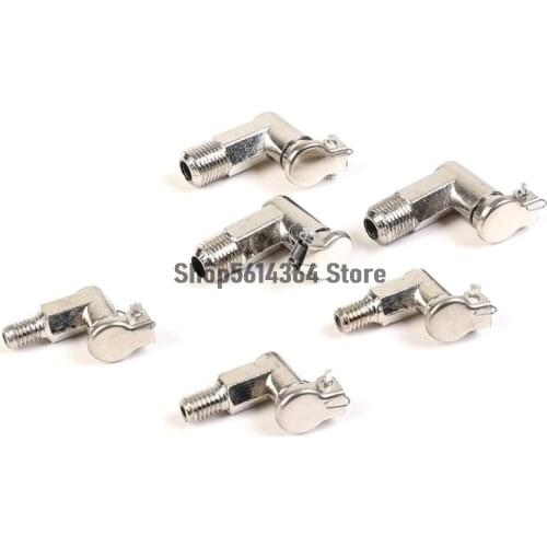 M6/M8/M10/ G1/8 Male Thread L Type Metal Spring Cap Oil Grease Cup Silver Tone 1PC