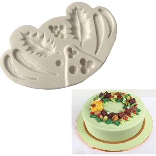 1PC Christmas Leaf Fruit Shaped Fondant Silicone Mold Chocolate Baking Mold Cake Decorating Tools kitchen Pastry Tool