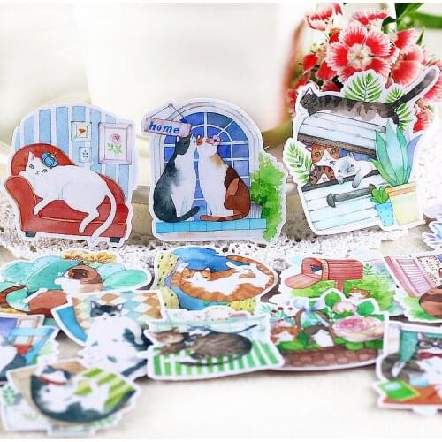 20PCS Cat life Paper Stickers Crafts And Scrapbooking stickers kids toys book Decorative sticker DIY Stationery